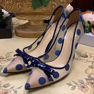 Kate Spade Polka Dot Patent Leather Mesh Pumps Size 7, Heel Height 4”